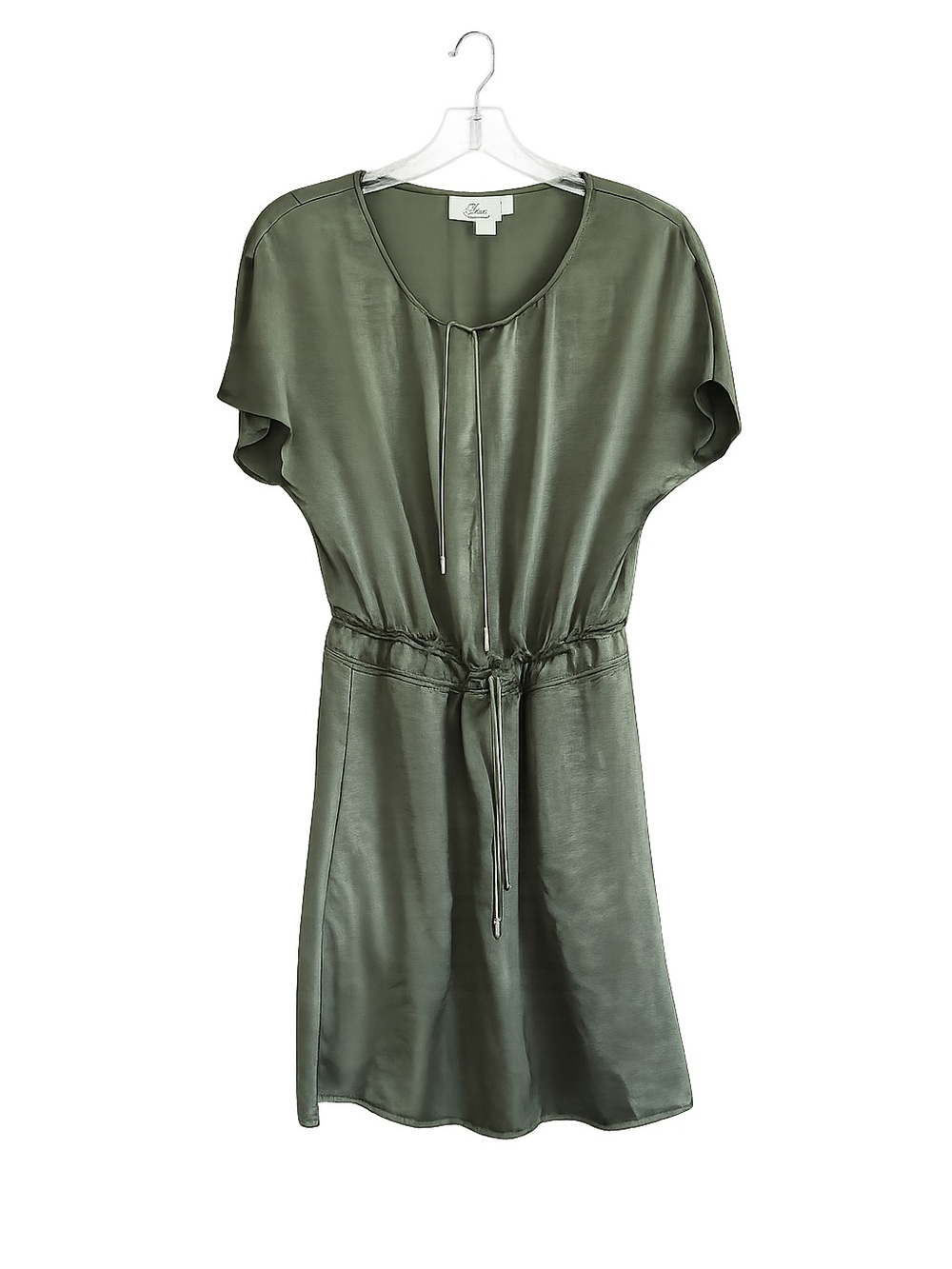 Love Olive Olive Green Satin Drawstring Mini Dress Size Small